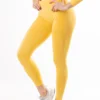 Żółte legginsy bezszwowe damskie sportowe second skin sweatbabysweat